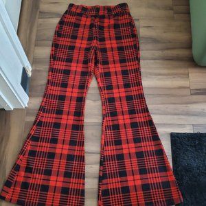 Plaid flared leg pants from Shein. Size medium